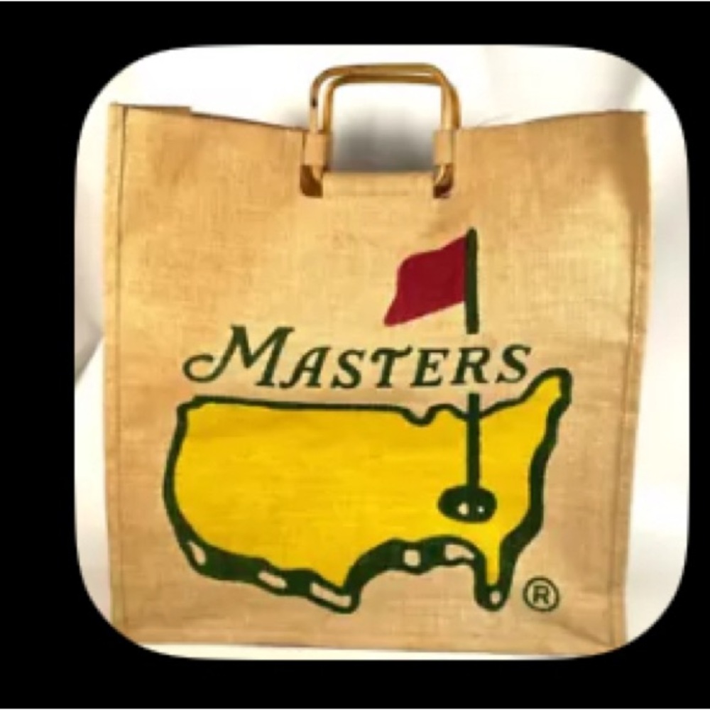 Masters Jute Tote Bag with Map Design Vintage- Wooden handles